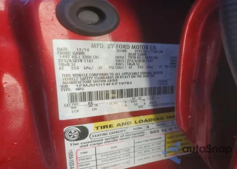 2015 Ford Expedition Xlt from USA, damaged, VIN 1FMJU1HT4FEF19783